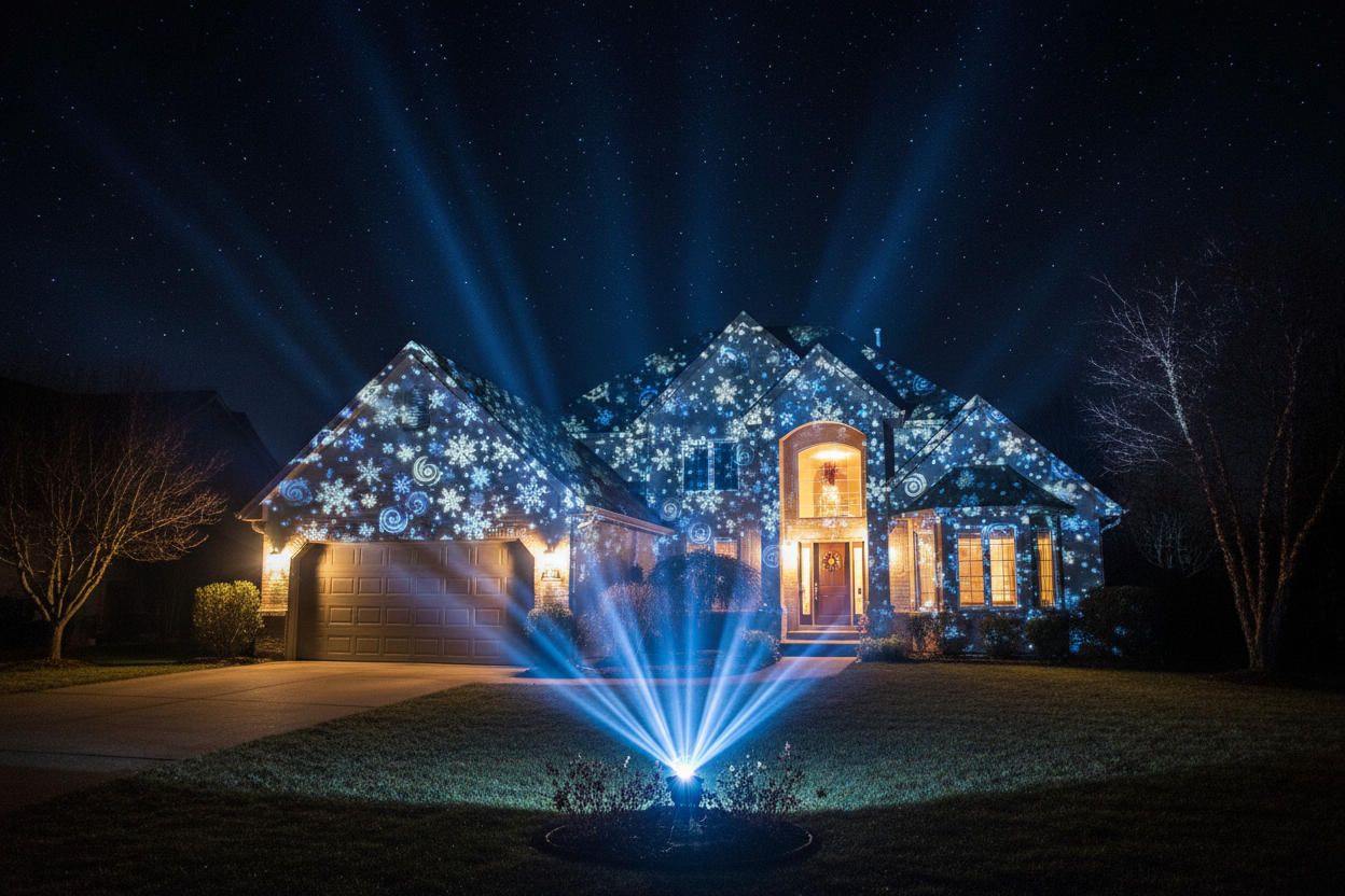 Hazlo que sea de noche y que el projector alumbre toda la casa 